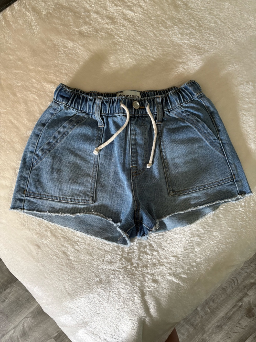 No Boundaries Light Blue Denim Drawstring Shorts